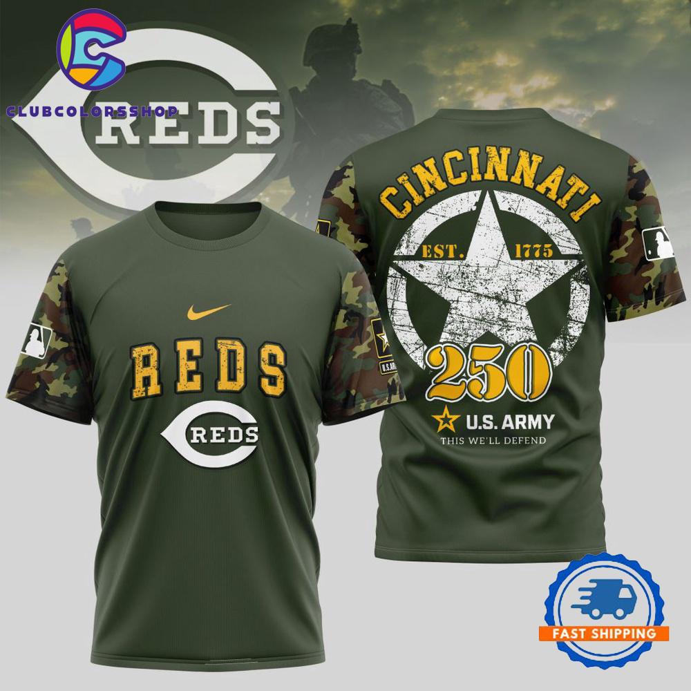 MLB Cincinnati Reds US Army 250th Birthday Design 3D T Shirt