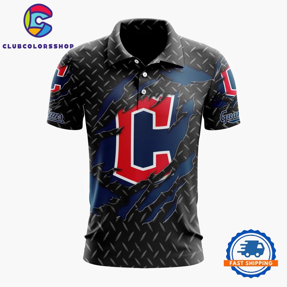 MLB Cleveland Guardians Special Black Metal Design Polo Shirt