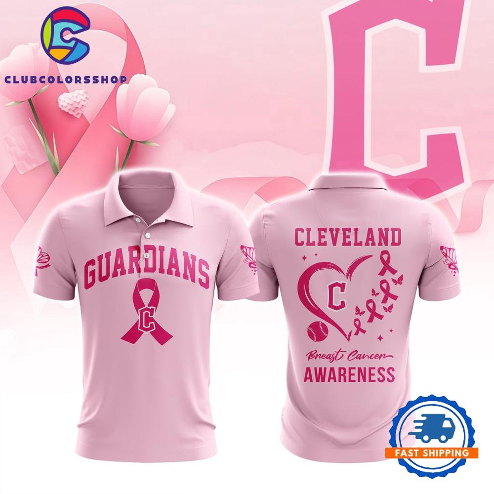 MLB Cleveland Guardians Special Pink Breast Cancer Awareness Polo Shirt