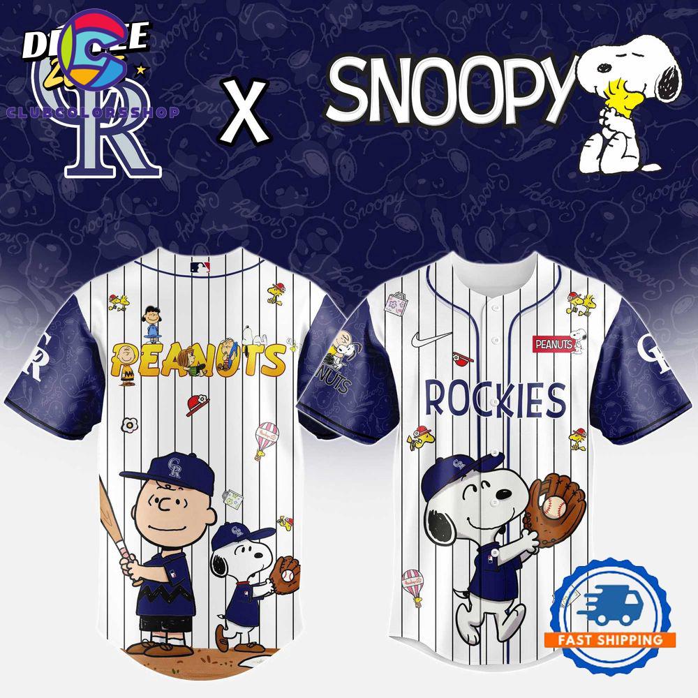 MLB Colorado Rockies Snoopy Peanuts 75th Anniversary Baseball Jersey