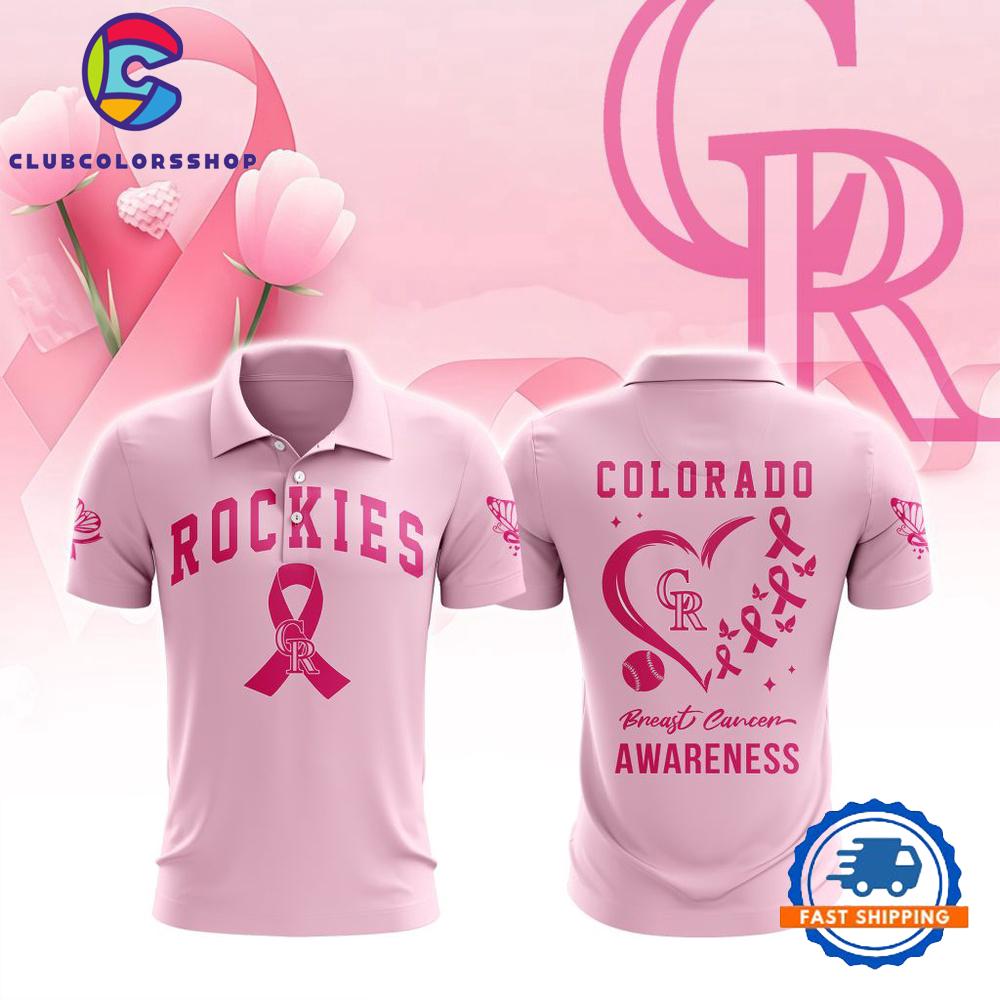 MLB Colorado Rockies Special Pink Breast Cancer Awareness Polo Shirt
