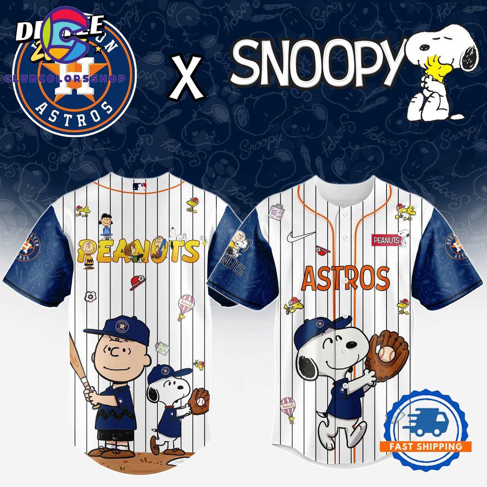 MLB Houston Astros Snoopy Peanuts 75th Anniversary Baseball Jersey