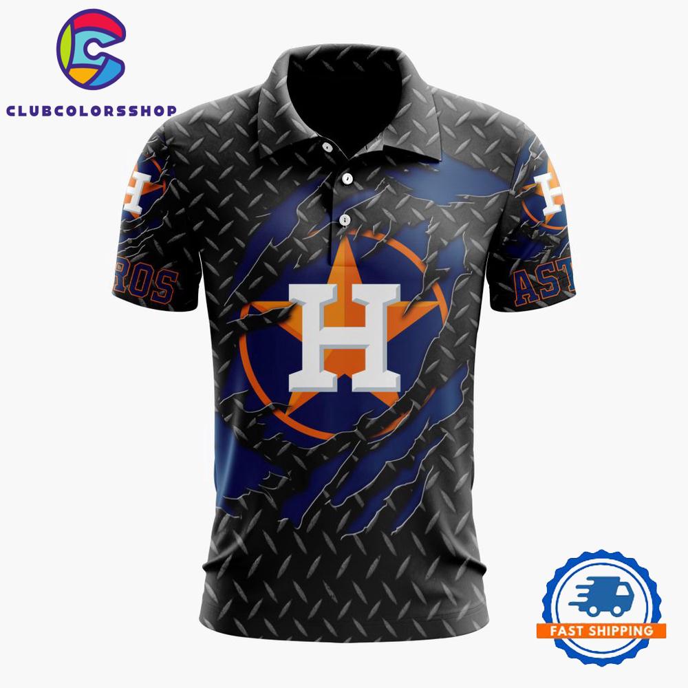 MLB Houston Astros Special Black Metal Design Polo Shirt