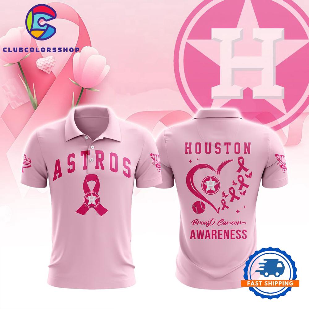 MLB Houston Astros Special Pink Breast Cancer Awareness Polo Shirt