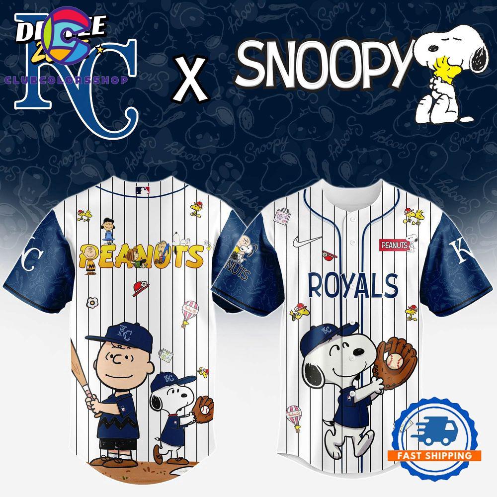 MLB Kansas City Royals Snoopy Peanuts 75th Anniversary Baseball Jersey