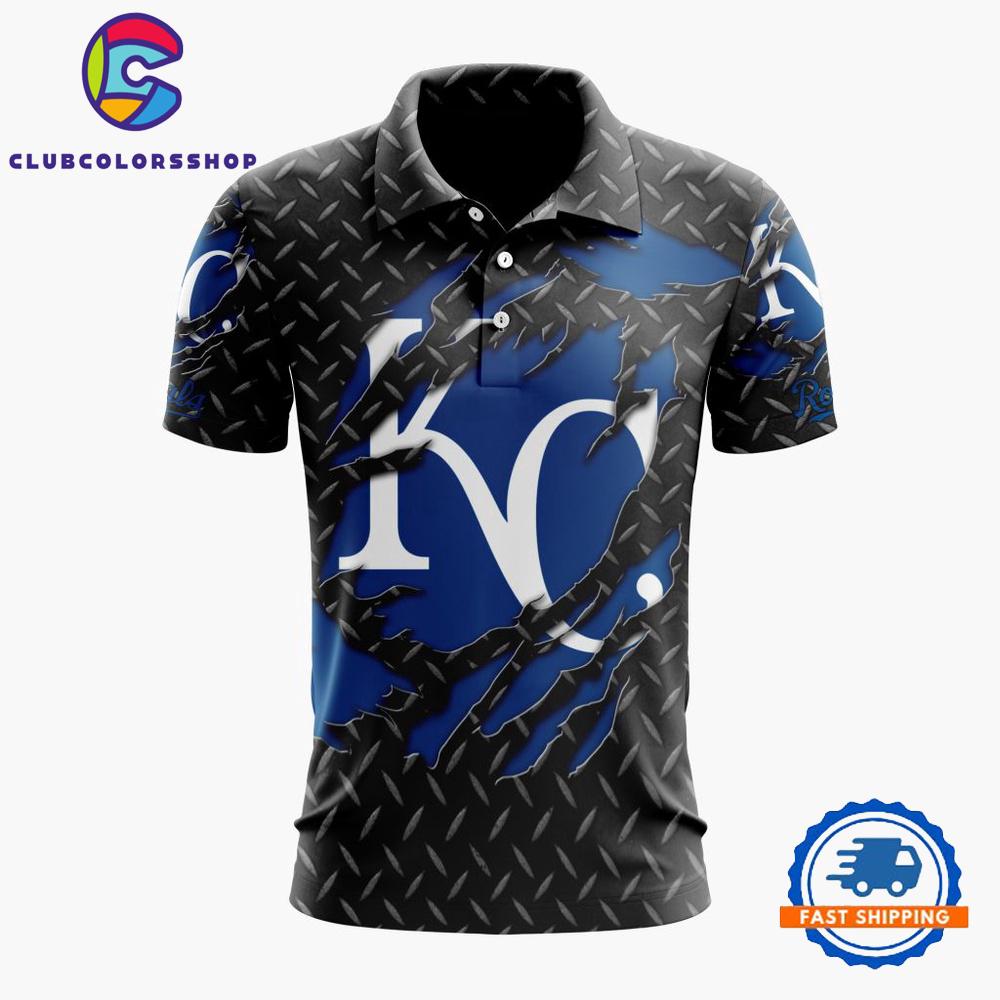MLB Kansas City Royals Special Black Metal Design Polo Shirt