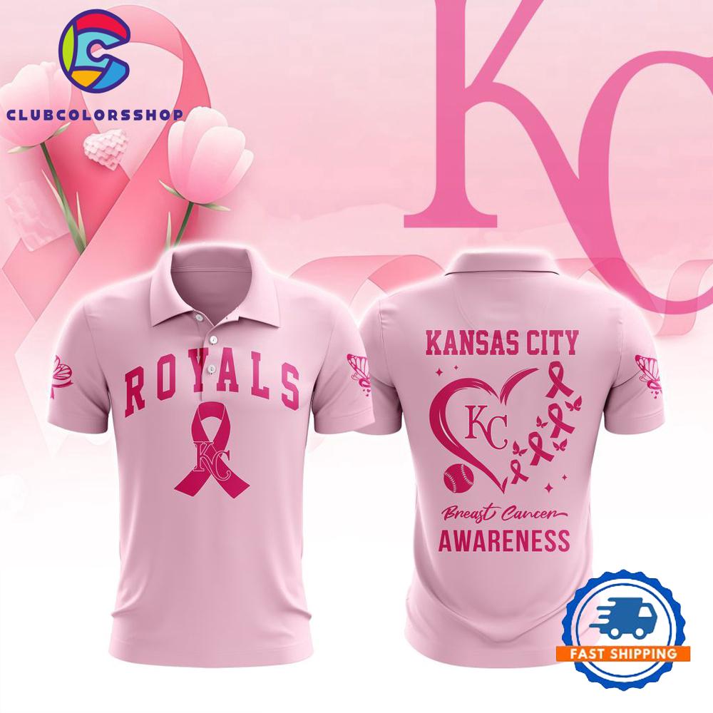 MLB Kansas City Royals Special Pink Breast Cancer Awareness Polo Shirt