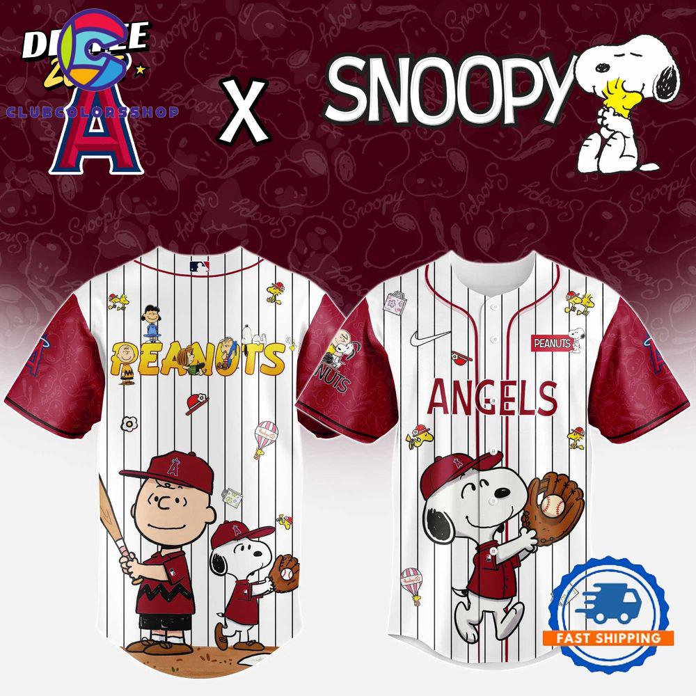 MLB Los Angeles Angels Snoopy Peanuts 75th Anniversary Baseball Jersey