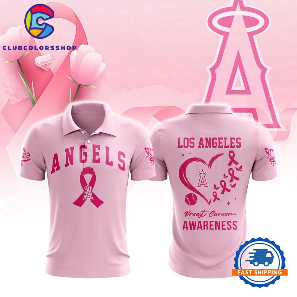 MLB Los Angeles Angels Special Pink Breast Cancer Awareness Polo Shirt
