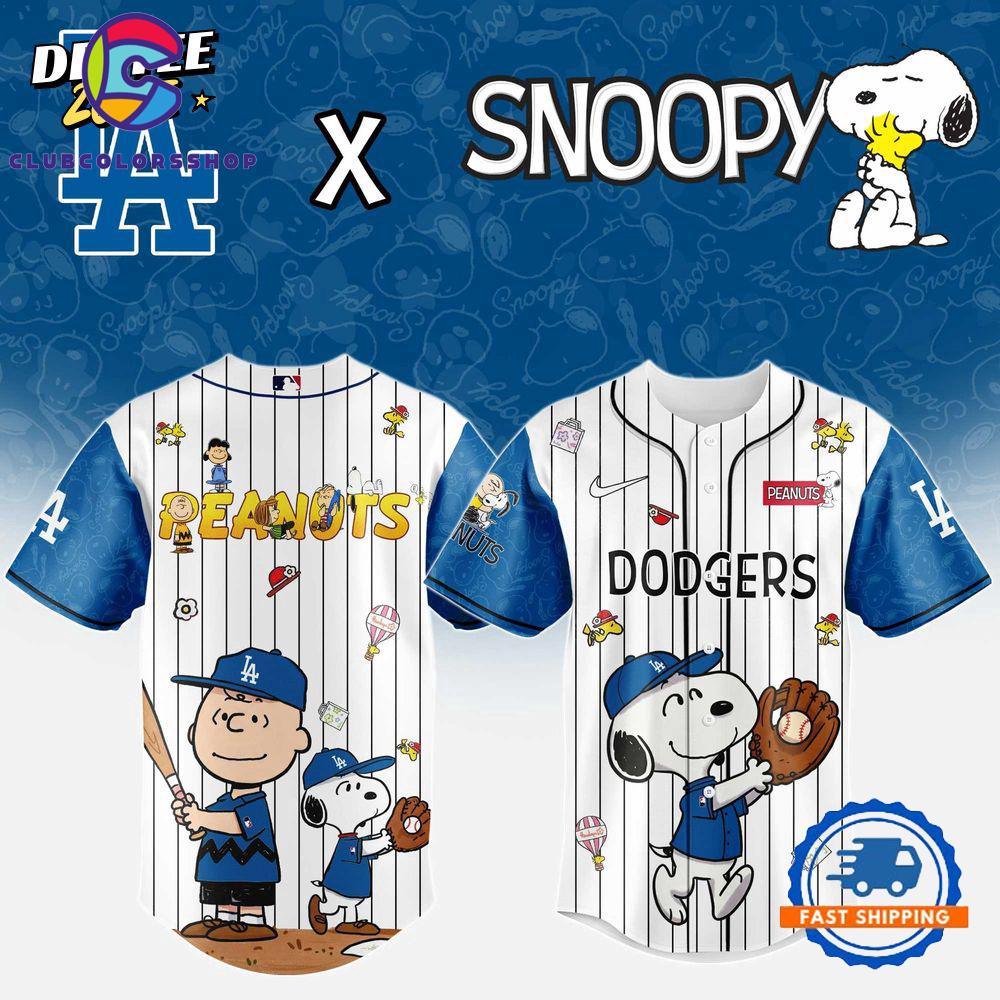 MLB Los Angeles Dodgers Snoopy Peanuts 75th Anniversary Baseball Jersey