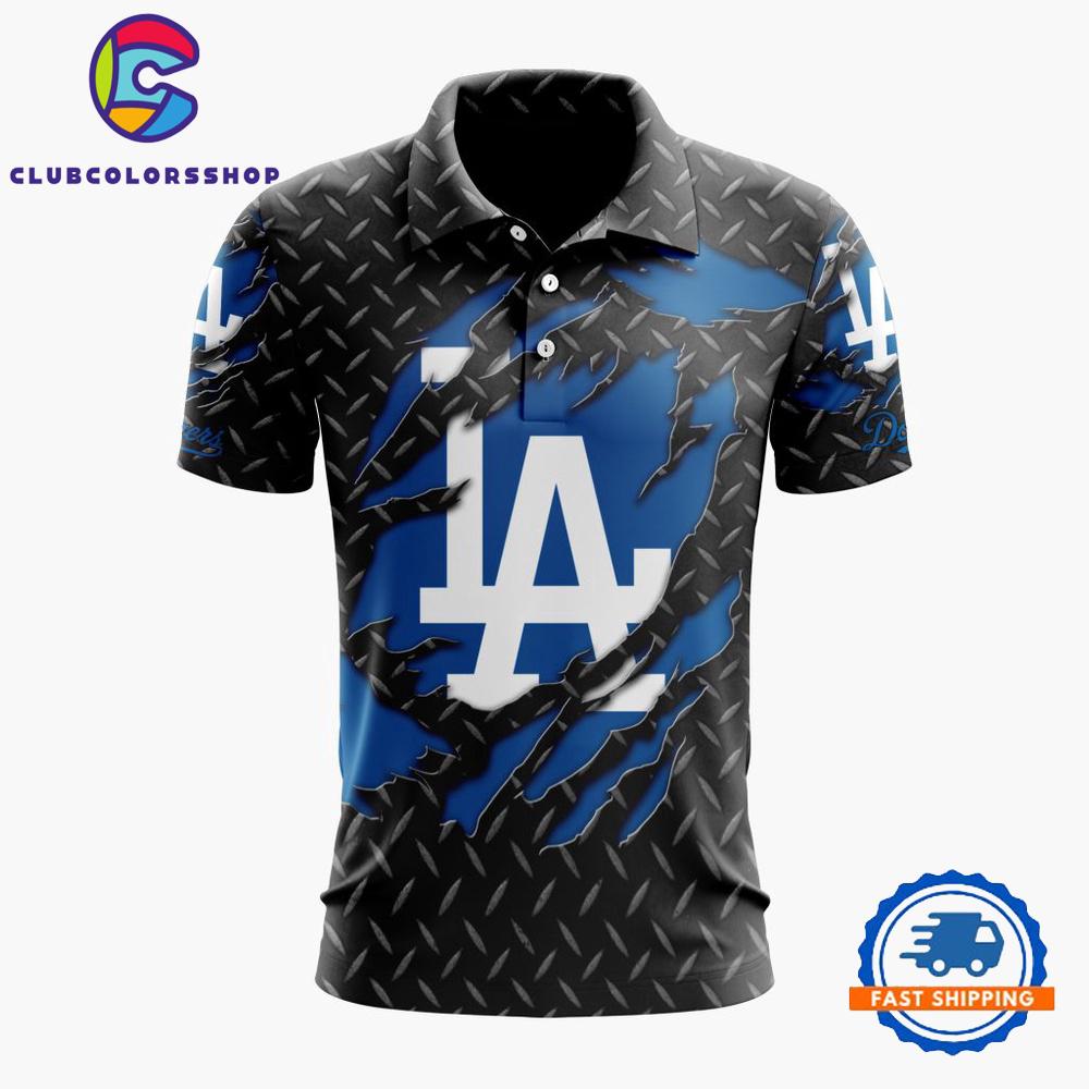 MLB Los Angeles Dodgers Special Black Metal Design Polo Shirt