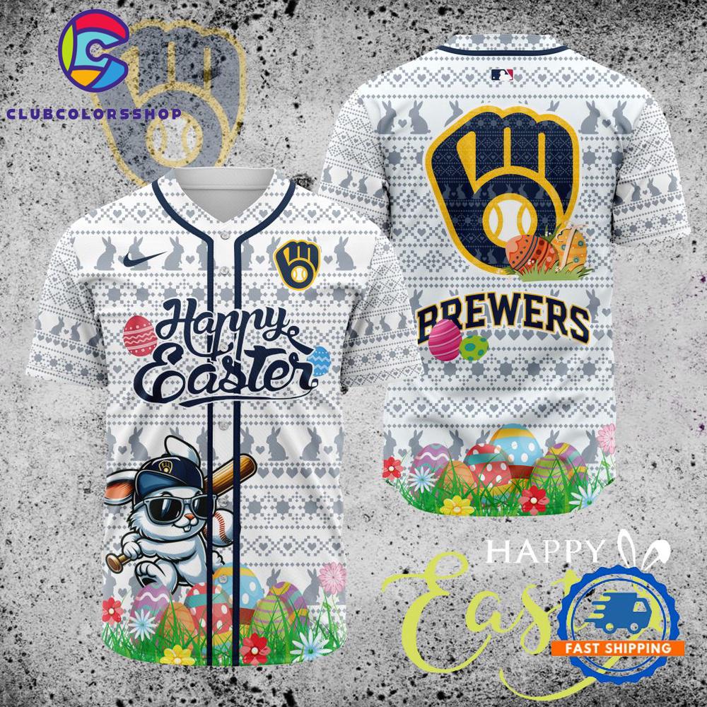 MLB Milwaukee Brewers Happy Easter Baseball Jersey