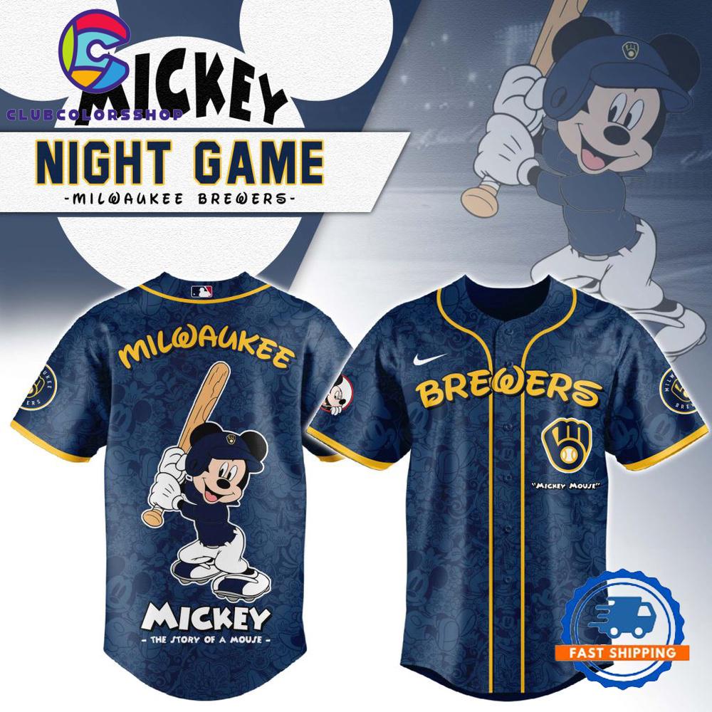 MLB Milwaukee Brewers Mickey Mouse Baseball Jersey