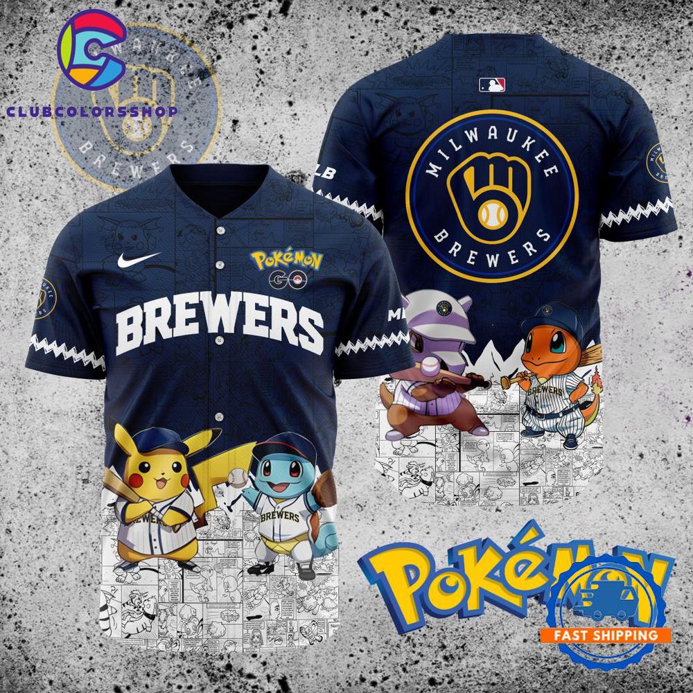 MLB Milwaukee Brewers x Pokemon Baseball Jersey