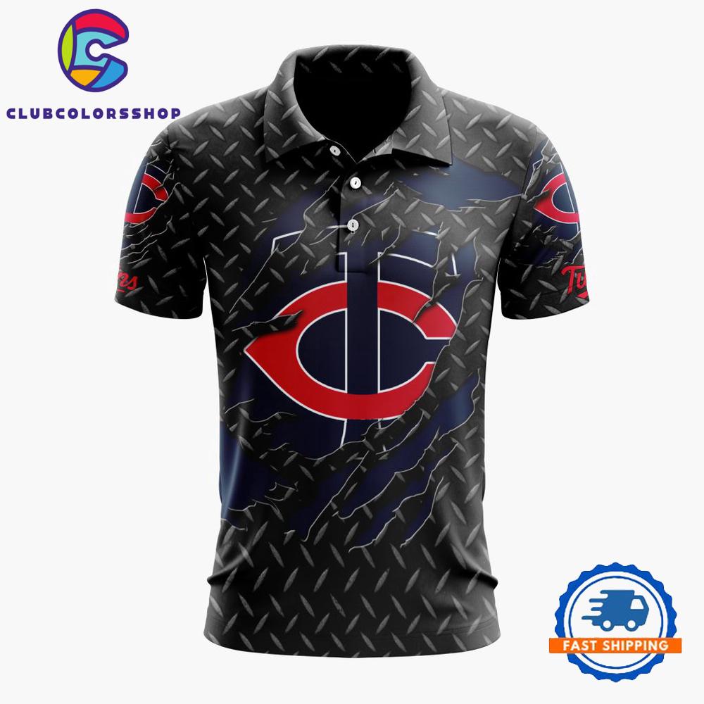 MLB Minnesota Twins Special Black Metal Design Polo Shirt