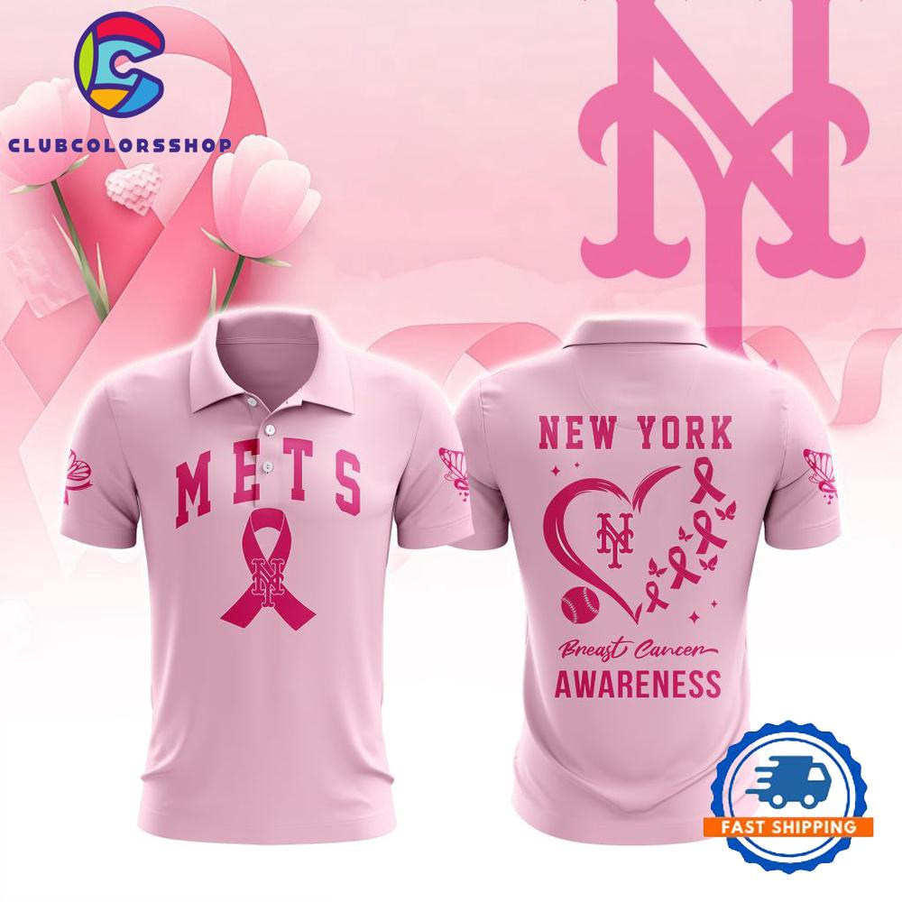 MLB New York Mets Special Pink Breast Cancer Awareness Polo Shirt
