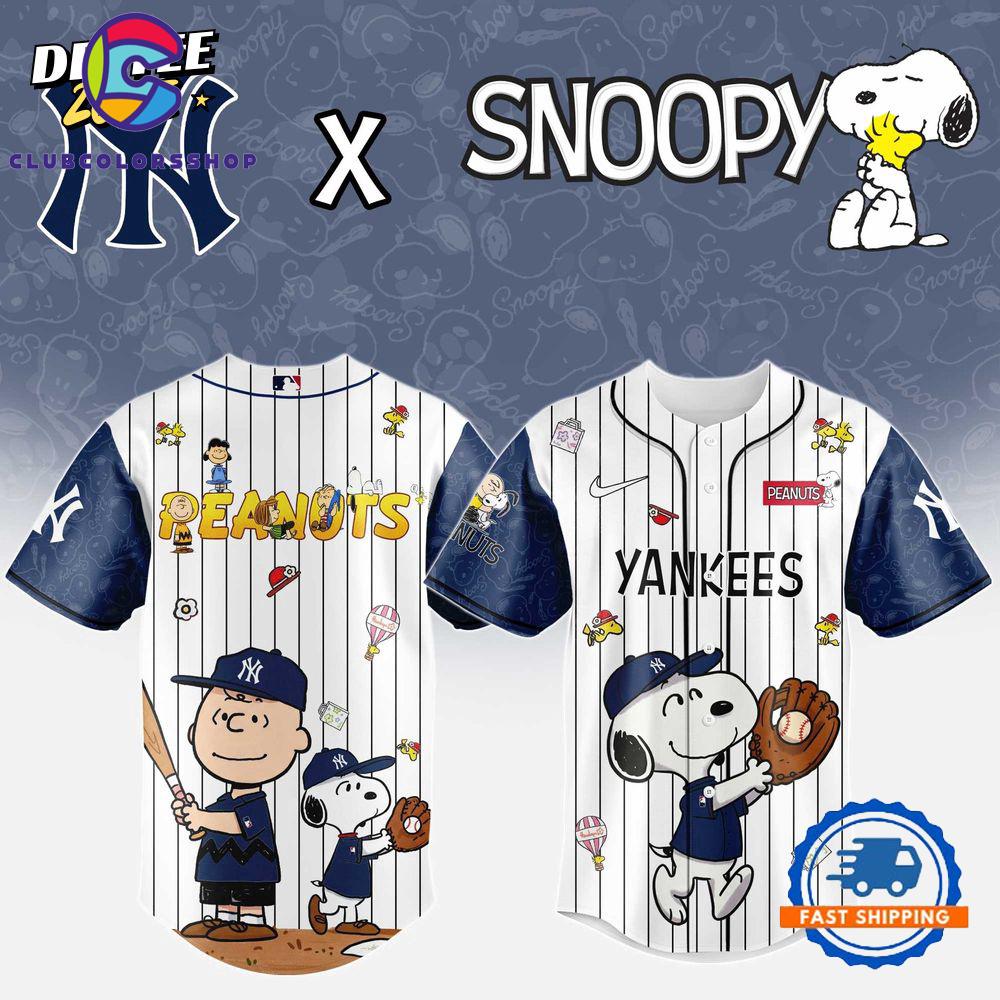 MLB New York Yankees Snoopy Peanuts 75th Anniversary Baseball Jersey