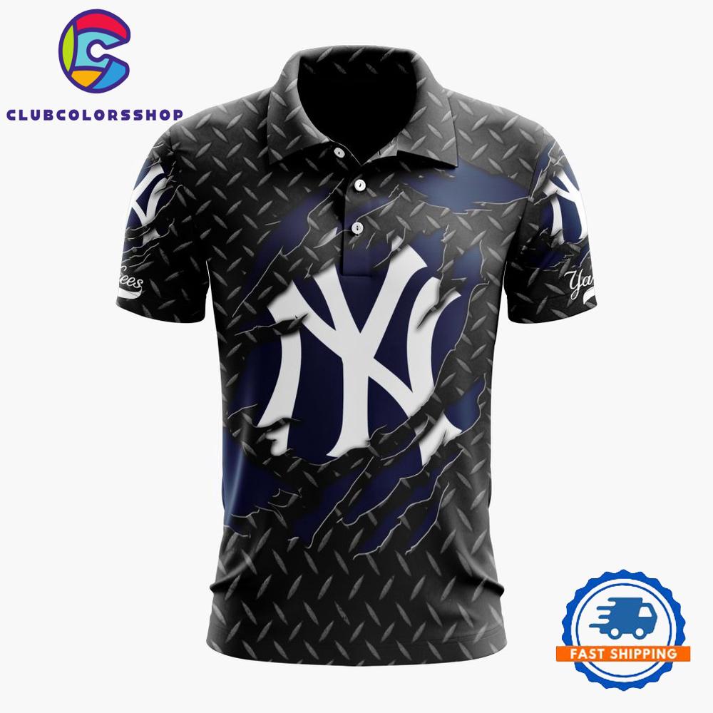 MLB New York Yankees Special Black Metal Design Polo Shirt