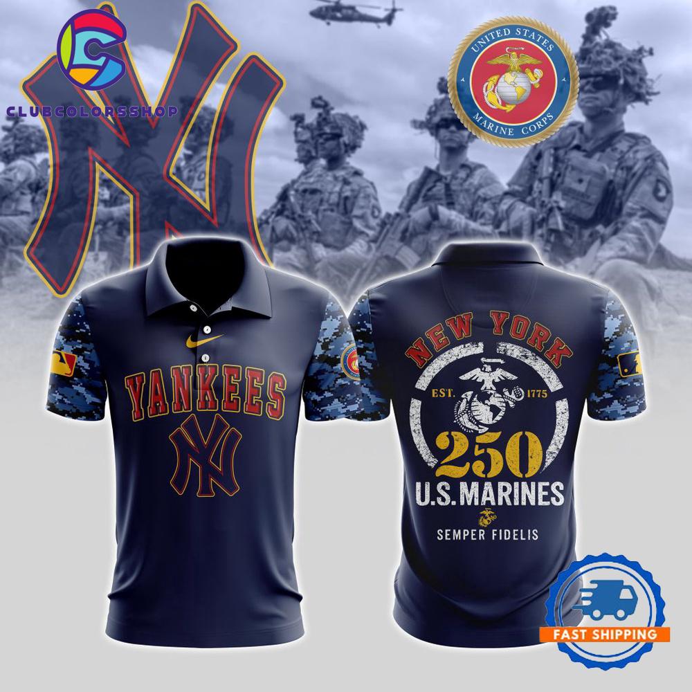 MLB New York Yankees Special USMC 250th Birthday Design Polo Shirt