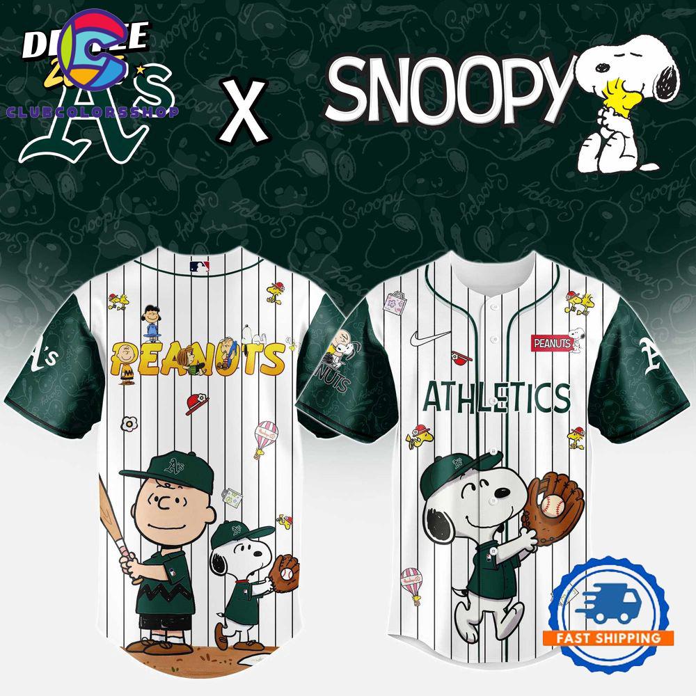 MLB Oakland Athletics Snoopy Peanuts 75th Anniversary Baseball Jersey