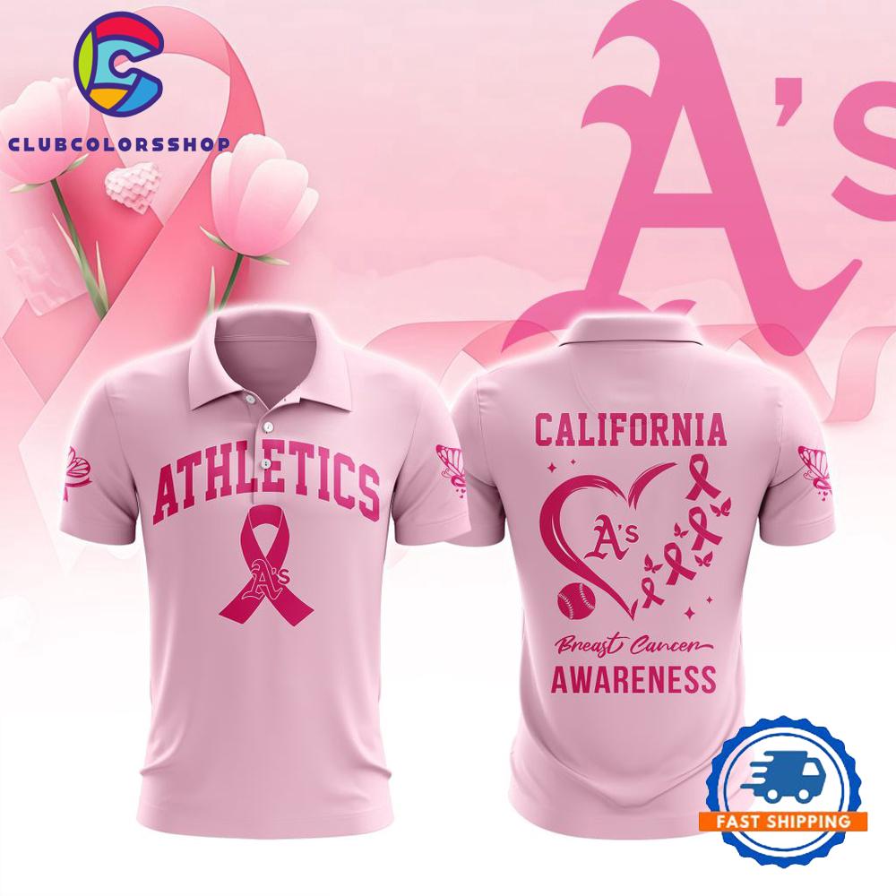 MLB Oakland Athletics Special Pink Breast Cancer Awareness Polo Shirt