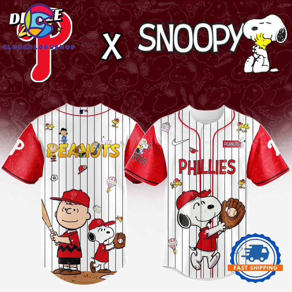 MLB Philadelphia Phillies Snoopy Peanuts 75th Anniversary Baseball Jersey