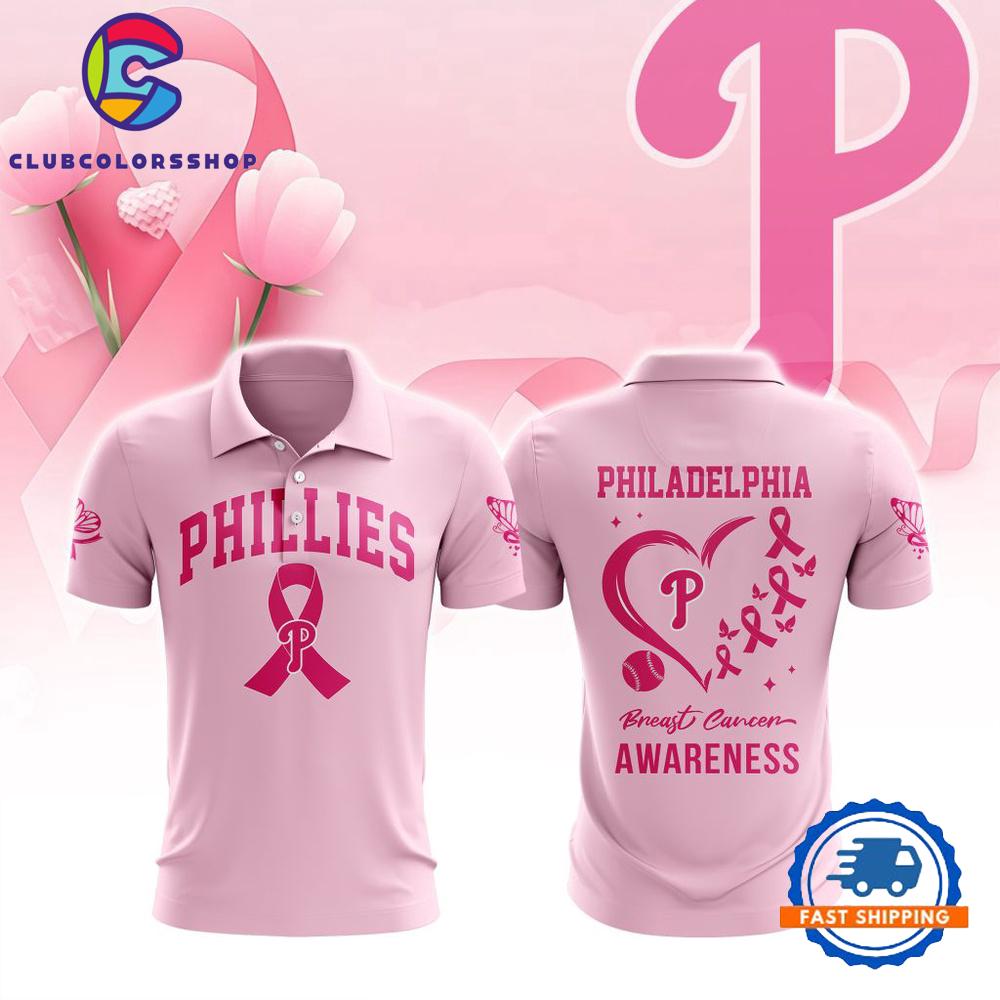 MLB Philadelphia Phillies Special Pink Breast Cancer Awareness Polo Shirt