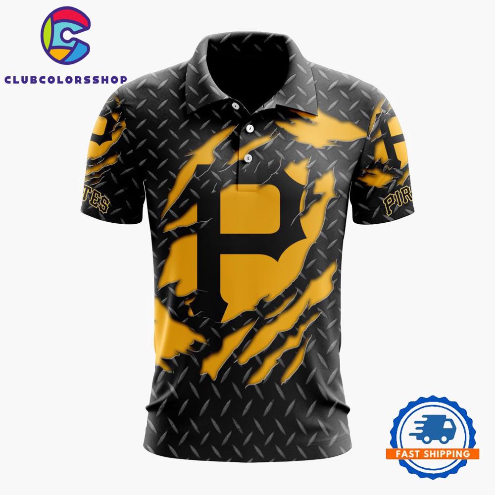 MLB Pittsburgh Pirates Special Black Metal Design Polo Shirt