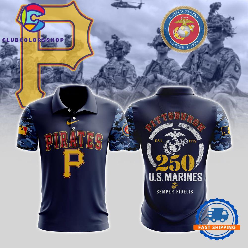 MLB Pittsburgh Pirates Special USMC 250th Birthday Design Polo Shirt