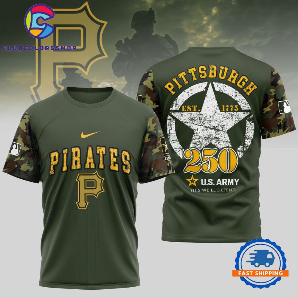MLB Pittsburgh Pirates US Army 250th Birthday Design 3D T Shirt