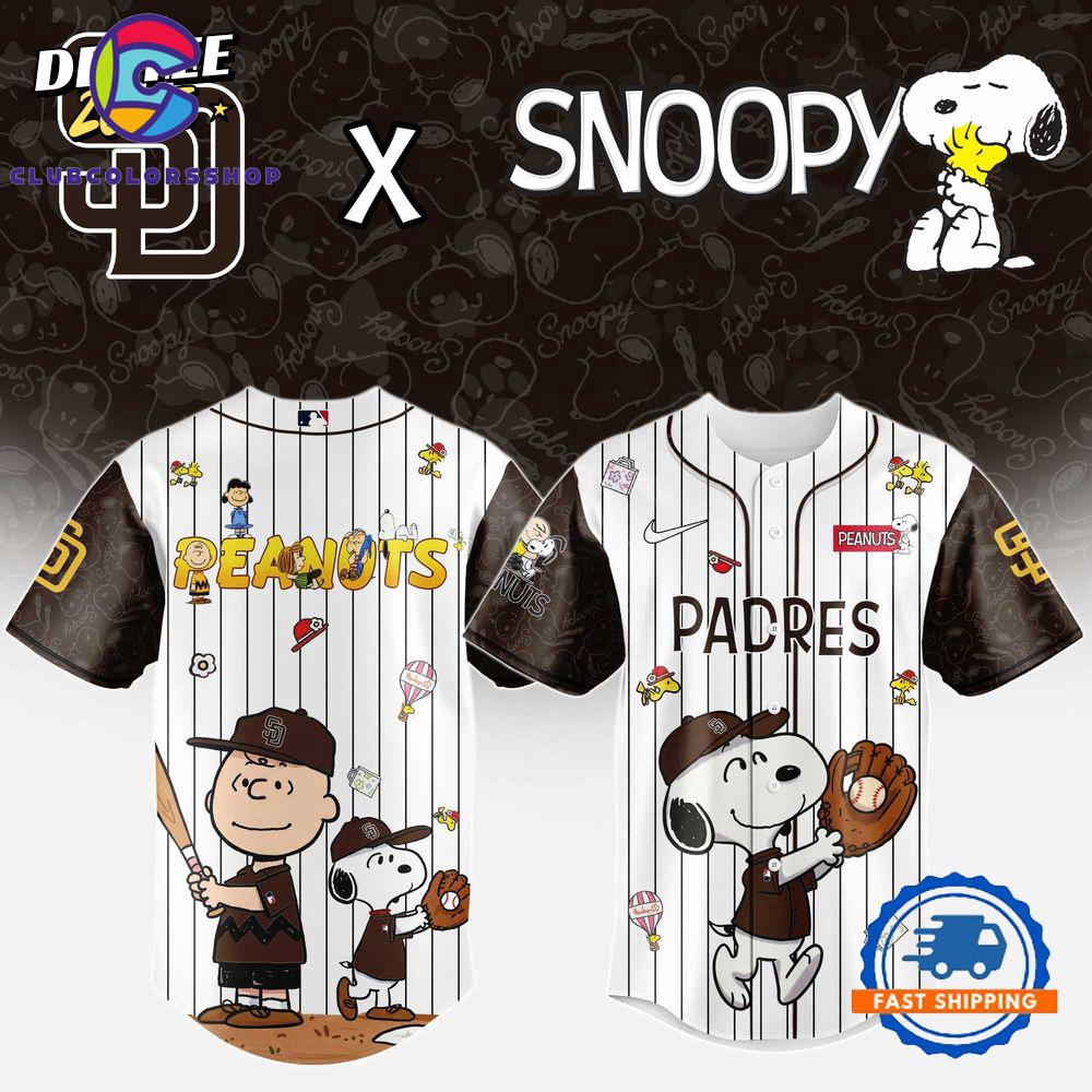MLB San Diego Padres Snoopy Peanuts 75th Anniversary Baseball Jersey