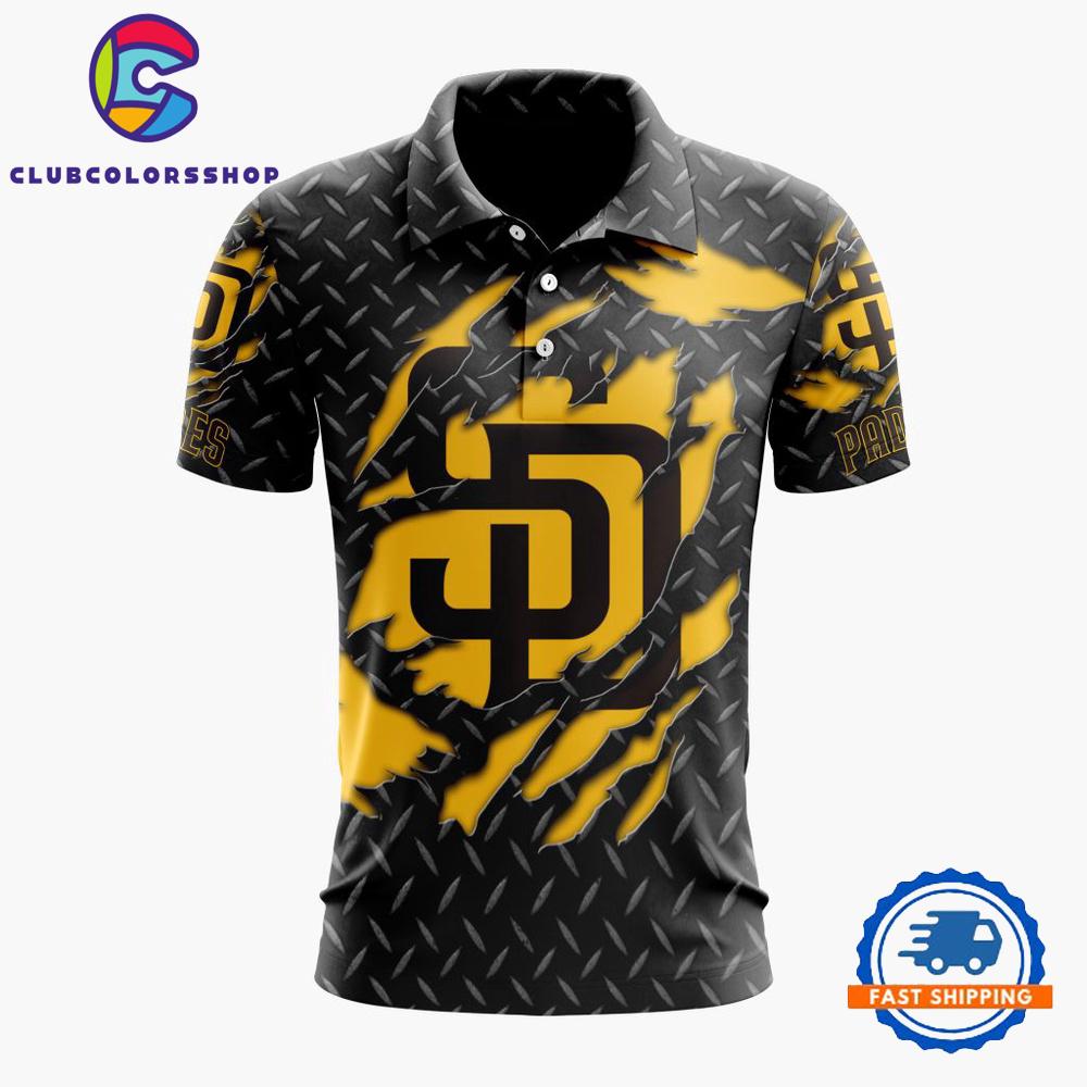 MLB San Diego Padres Special Black Metal Design Polo Shirt