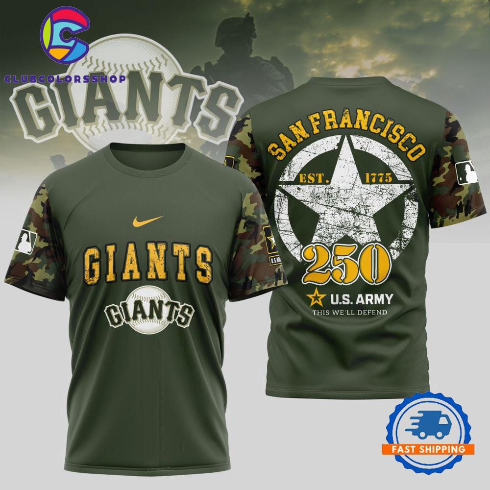 MLB San Francisco Giants US Army 250th Birthday Design 3D T Shirt