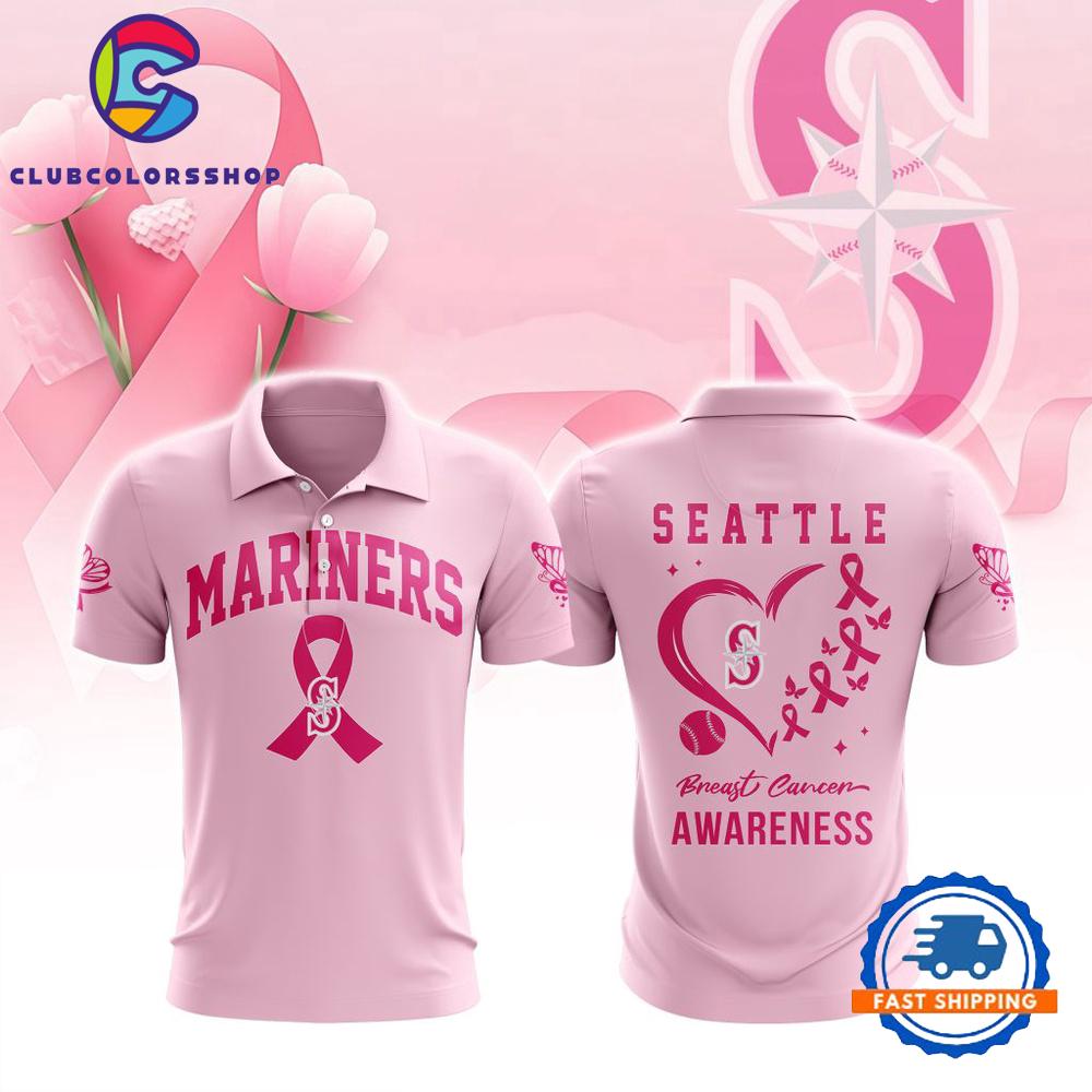 MLB Seattle Mariners Special Pink Breast Cancer Awareness Polo Shirt