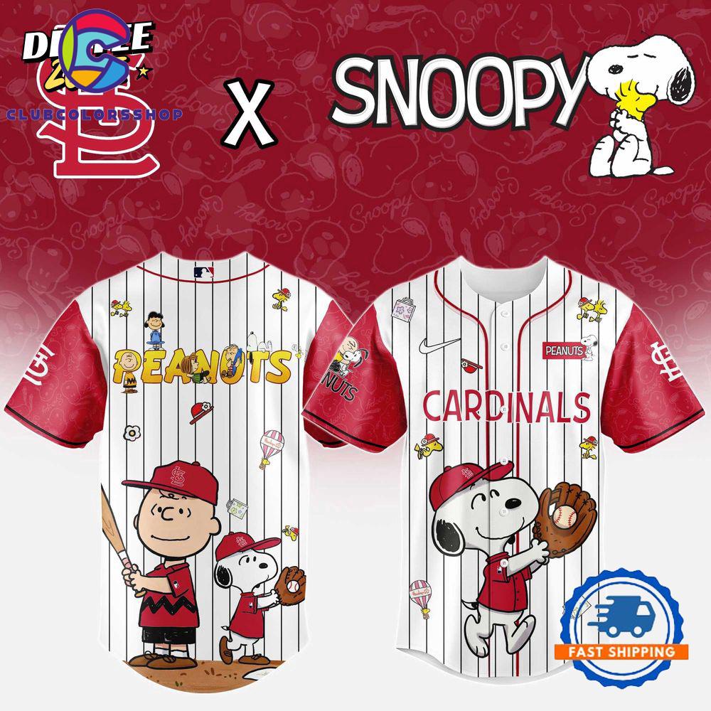 MLB St. Louis Cardinals Snoopy Peanuts 75th Anniversary Baseball Jersey