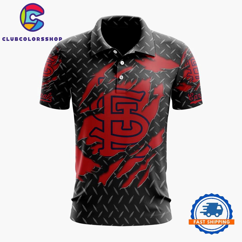 MLB St. Louis Cardinals Special Black Metal Design Polo Shirt