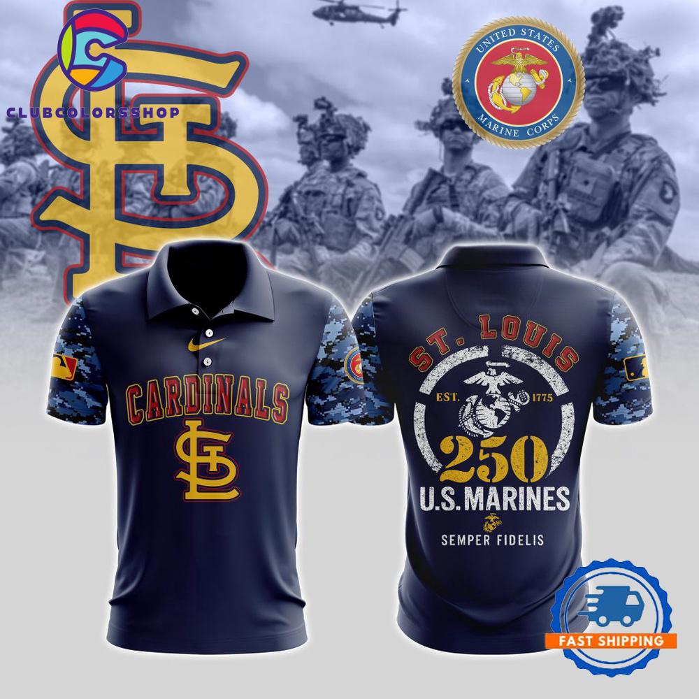 MLB St. Louis Cardinals Special USMC 250th Birthday Design Polo Shirt
