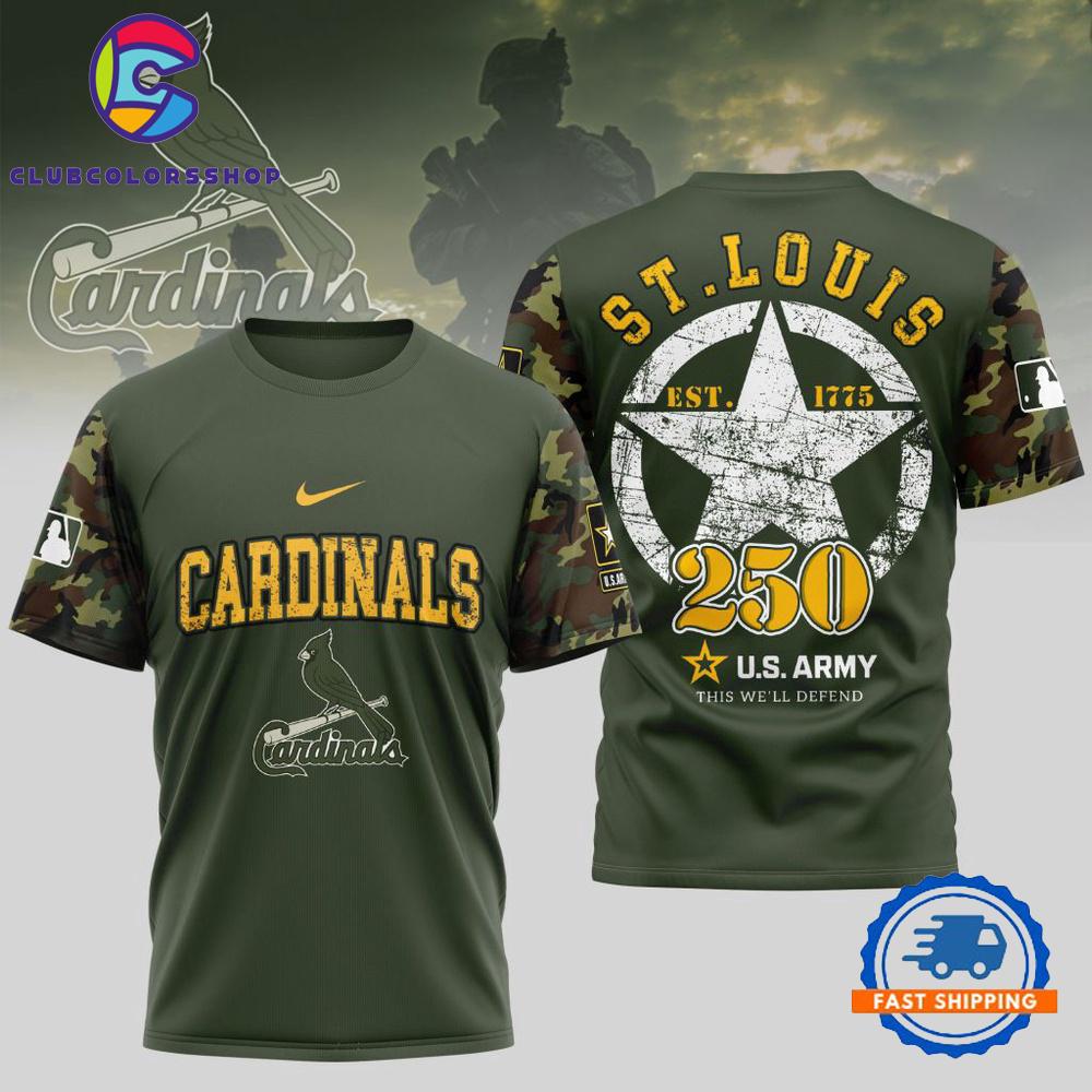 MLB St. Louis Cardinals US Army 250th Birthday Design 3D T Shirt