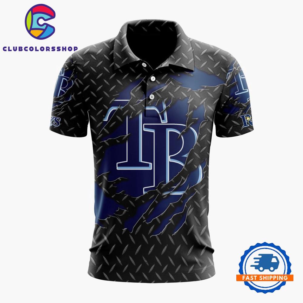 MLB Tampa Bay Rays Special Black Metal Design Polo Shirt
