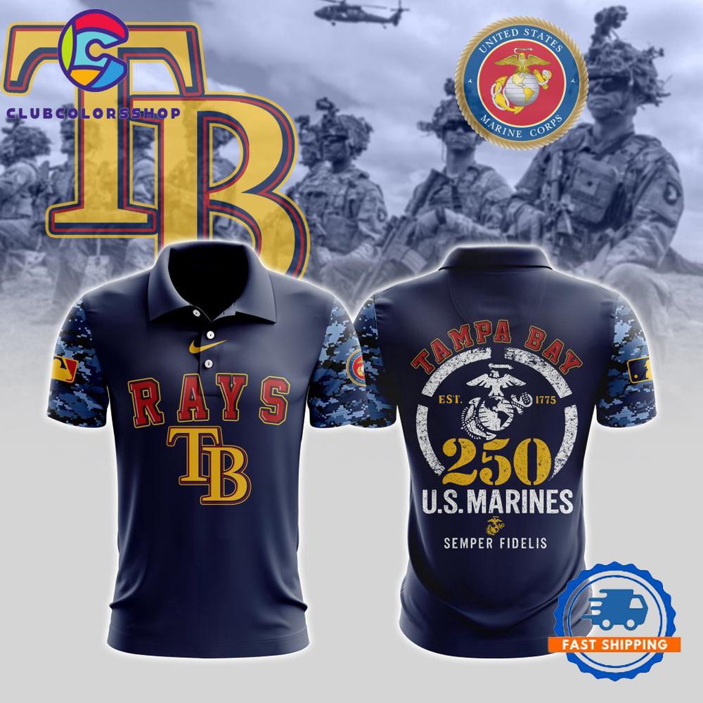 MLB Tampa Bay Rays Special USMC 250th Birthday Design Polo Shirt