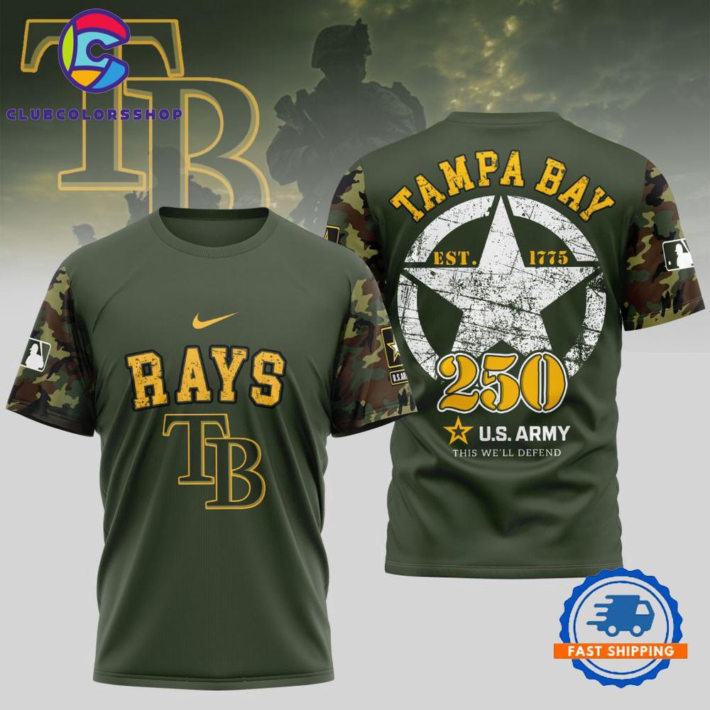 MLB Tampa Bay Rays US Army 250th Birthday Design 3D T Shirt