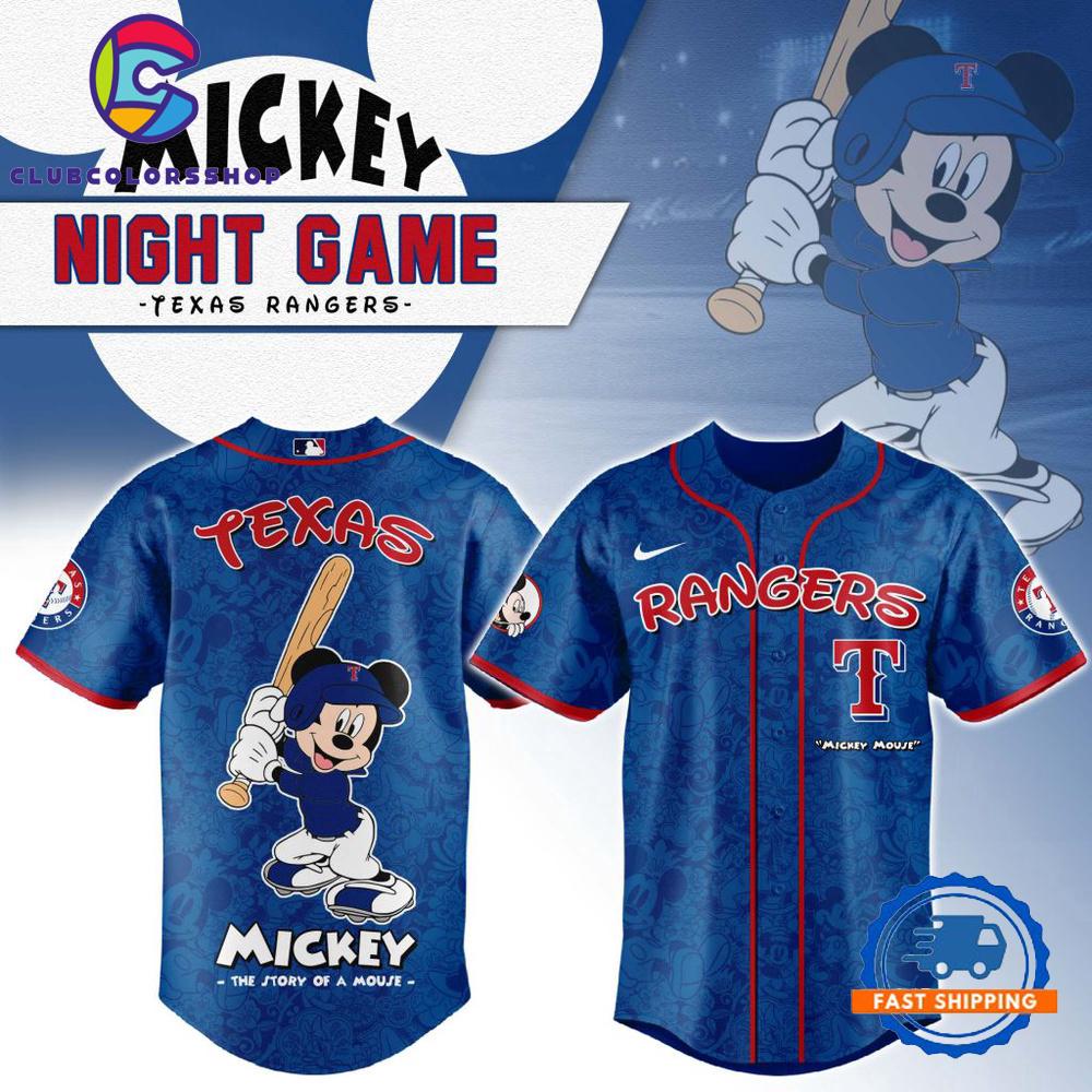 MLB Texas Rangers Mickey Mouse Baseball Jersey