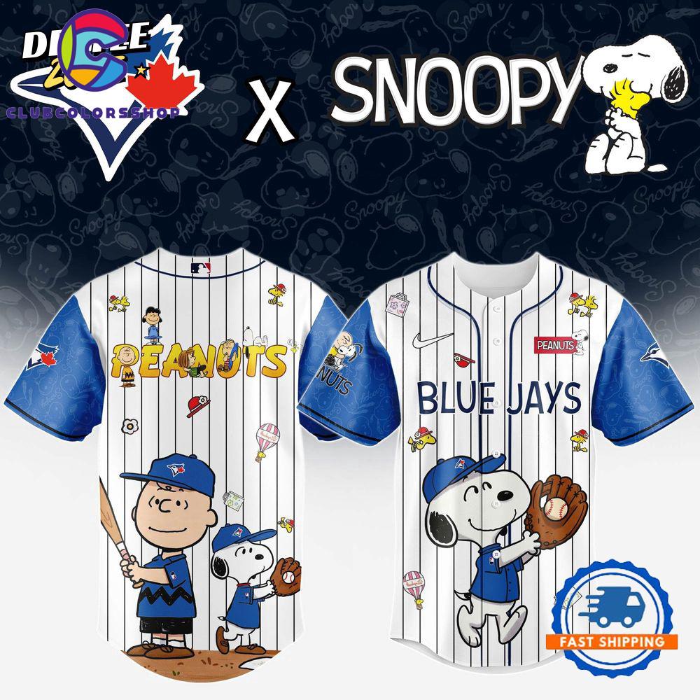 MLB Toronto Blue Jays Snoopy Peanuts 75th Anniversary Baseball Jersey