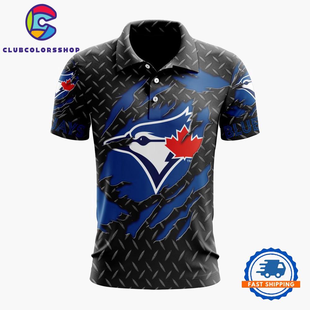 MLB Toronto Blue Jays Special Black Metal Design Polo Shirt