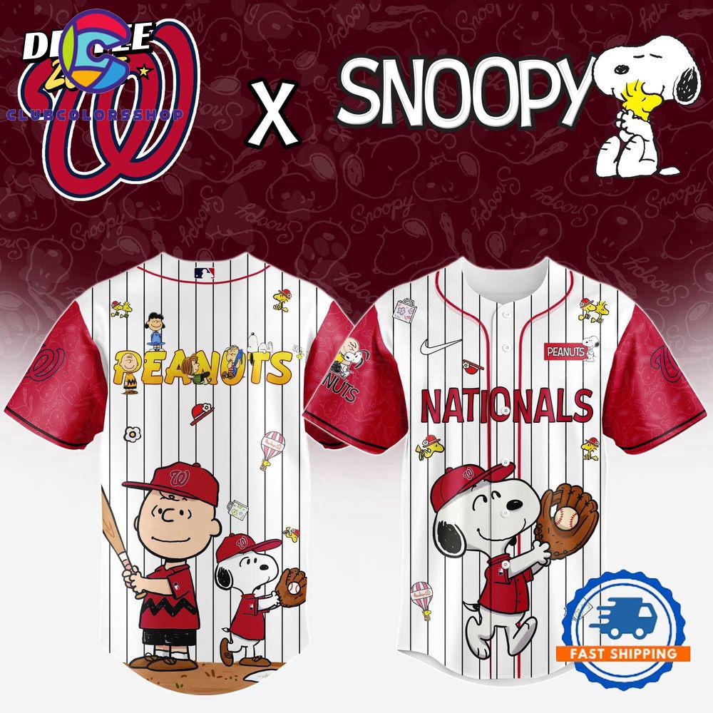 MLB Washington Nationals Snoopy Peanuts 75th Anniversary Baseball Jersey