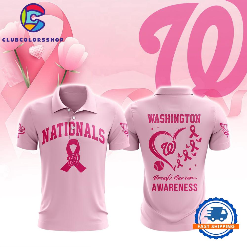 MLB Washington Nationals Special Pink Breast Cancer Awareness Polo Shirt