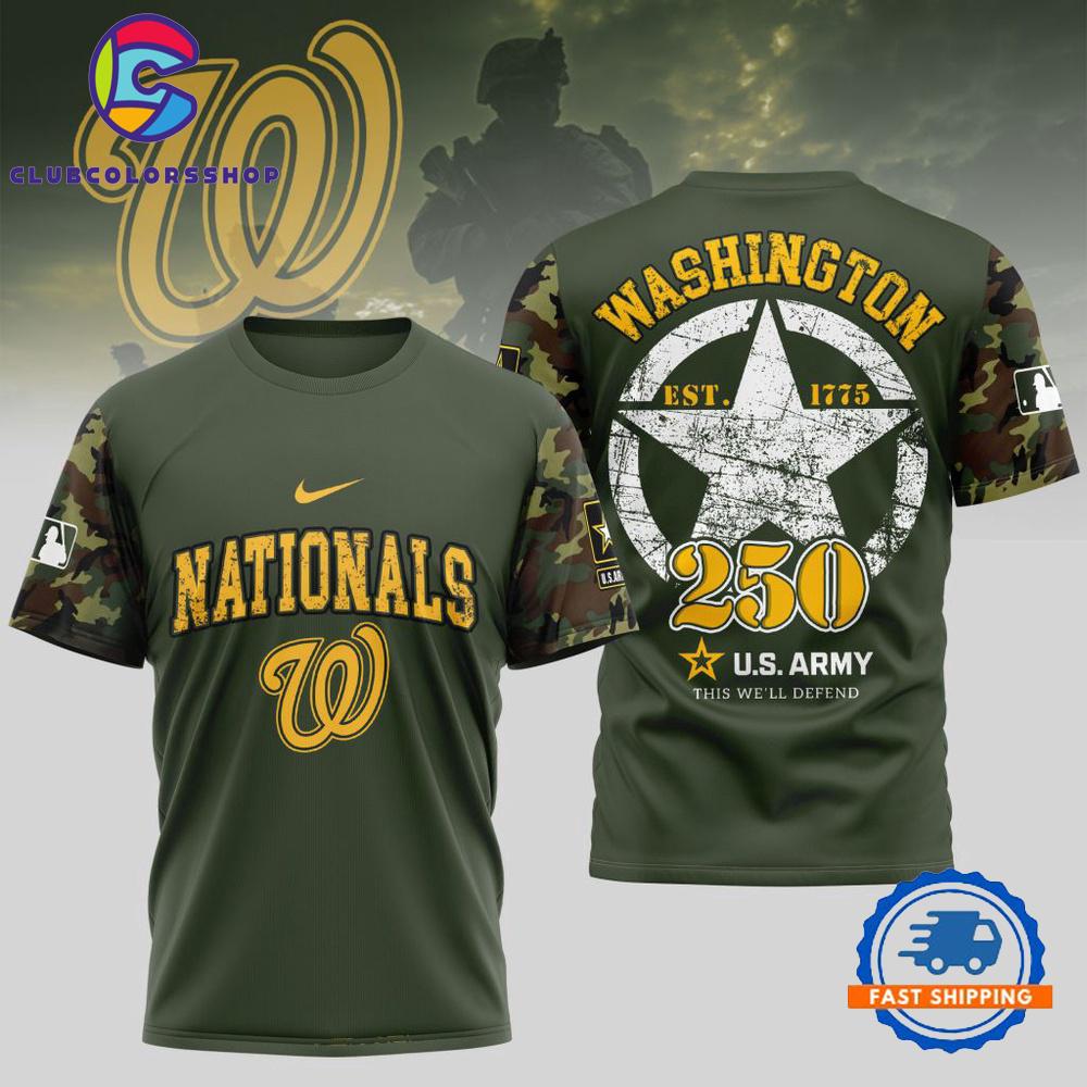 MLB Washington Nationals US Army 250th Birthday Design 3D T Shirt