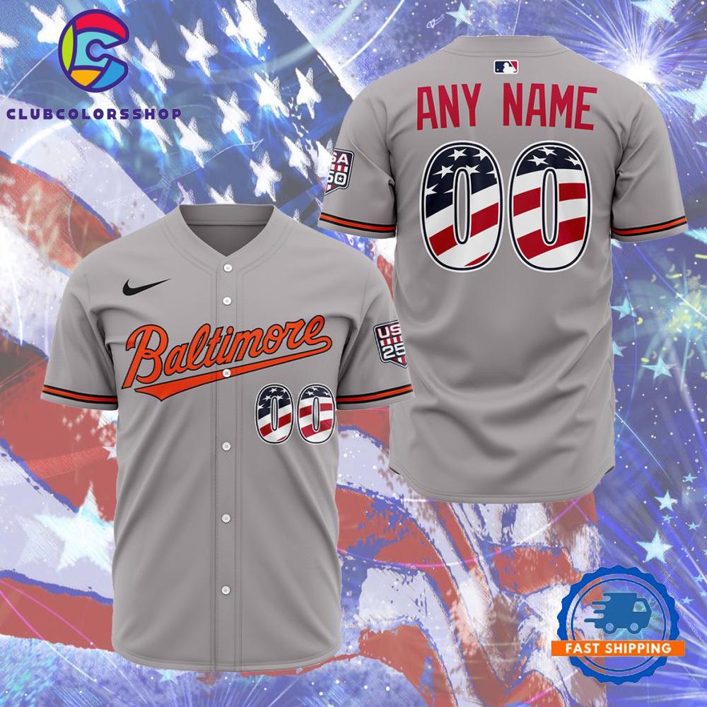 MLB Baltimore Orioles Personalized 2026 Stars And Stripes 4th Of July Baseball Jersey