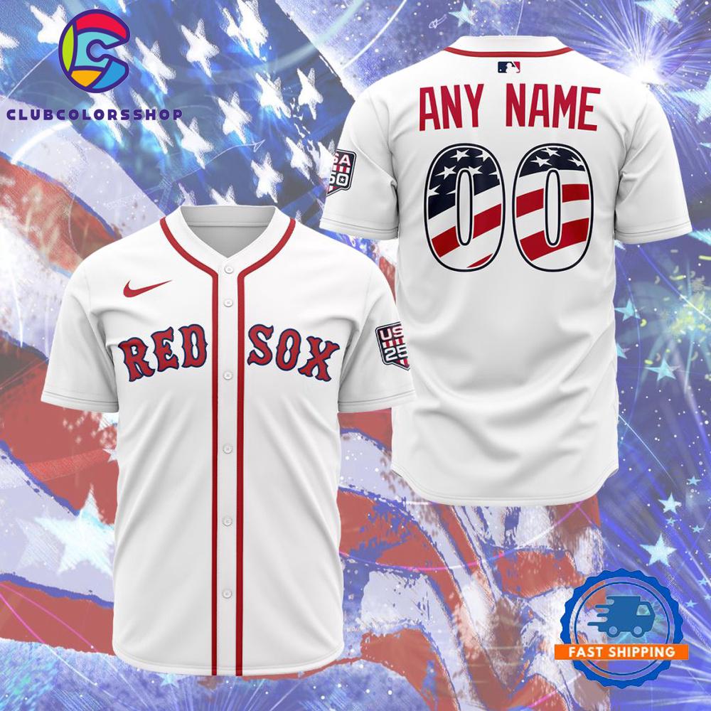 MLB Boston Red Sox Personalized 2026 Stars And Stripes 4th Of July Baseball Jersey