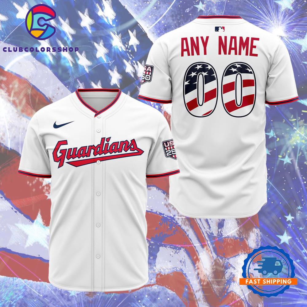 MLB Cleveland Guardians Personalized 2026 Stars And Stripes 4th Of July Baseball Jersey
